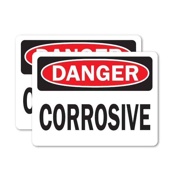 Signmission Corrosive Danger Sign, Vinyl Decal, 14in W x 10in L, 2PK OS-2PACK-DS-D-1014-L-19323 - main